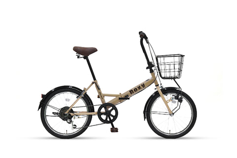 ROXY 20㌅サイクル ベージュ バスケット付6段変速　折りたたみ ROXY – CYCLE OLYMPIC